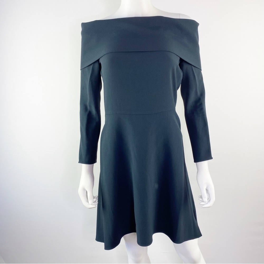 Theory Size 4 Navy Blue Off The Shoulder Elegant Mini Kensington Dress